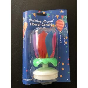 Birthday Candles - Musical Rotating Lotus Design Candle for Cake - Colorful Flow